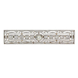 18K White Gold Diamond Antique Milgrain Ilusion Setting Center Brooch