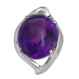 14K White Gold Amethyst Cabochon With Brilliant Faceted Pavillion Pendant