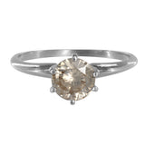 14K White Gold Light Brown Diamond 6-Prong Setting Solitaire Engagement Ring 1.00Ctw