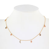 18K Yellow Gold Black Diamond And Ruby Moon & Star Charm Necklace