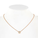 14K Rose Gold Diamond Bezel Set Round-Cut Rolo Link Chain Necklace 0.70Ctw