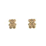 10k Yellow solid gold teddy bear studs earrings