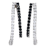 10K White Gold Diamond And Black Onyx Drop Earrings