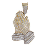 14K Two-Tone Gold 191 Diamonds Praying Hands Pendant 1.27Ctw