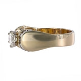 14k Yellow Gold Solitaire Closed Cuff Cocktail Ring