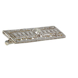 18K White Gold Diamond Antique Milgrain Ilusion Setting Center Brooch