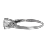 Platinum Diamond Solitaire With Baguettes Accents Engagement Ring 0.96Ctw