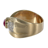 14K Yellow Gold Ruby And Diamond Cocktail Vintage Ring