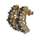 14K Yellow Gold Diamond And Sapphire Vintage Earrings