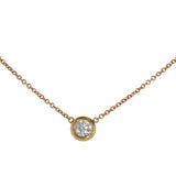 14K Rose Gold Diamond Bezel Set Round-Cut Rolo Link Chain Necklace 0.70Ctw