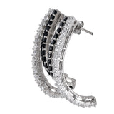 10K White Gold Diamond And Black Onyx Drop Earrings