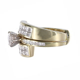 18k Yellow Gold Solitaire with Channel set Princess Cut Enhancer Ring