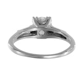 Platinum Diamond Solitaire With Baguettes Accents Engagement Ring 0.96Ctw
