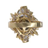 18K Yellow Gold Diamond And Tahitian Pearl Cocktail Ring