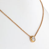 14K Rose Gold Diamond Bezel Set Round-Cut Rolo Link Chain Necklace 0.70Ctw