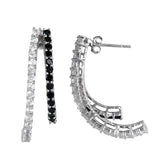 10K White Gold Diamond And Black Onyx Drop Earrings