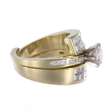 18k Yellow Gold Solitaire with Channel set Princess Cut Enhancer Ring