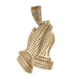 14K Two-Tone Gold 191 Diamonds Praying Hands Pendant 1.27Ctw