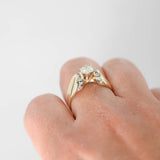 14k Yellow Gold Solitaire Closed Cuff Cocktail Ring