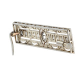 18K White Gold Diamond Antique Milgrain Ilusion Setting Center Brooch