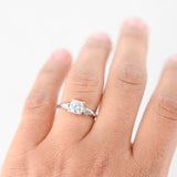 Platinum Diamond Solitaire With Baguettes Accents Engagement Ring 0.96Ctw