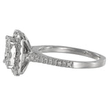 14K White Gold Diamond Cluster Engagement Ring And Wedding Band Set 0.84Ctw
