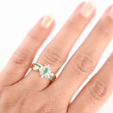 10K Yellow Gold Natural Emerald And Diamond Cocktail Ring 0.52Ctw