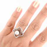 14K White Gold Peal Dangling Diamond Flower Cocktail Ring