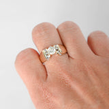 14k Yellow Gold Solitaire Closed Cuff Cocktail Ring