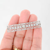 18K White Gold Diamond Antique Milgrain Ilusion Setting Center Brooch