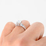 Platinum Diamond Solitaire With Baguettes Accents Engagement Ring 0.96Ctw