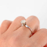 14K White Gold Light Brown Diamond 6-Prong Setting Solitaire Engagement Ring 1.00Ctw