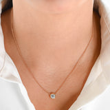 14K Rose Gold Diamond Bezel Set Round-Cut Rolo Link Chain Necklace 0.70Ctw