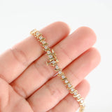 10K Yellow Gold Salt And Pepper Diamond S Link Tennis Bracelet 1.90Ctw