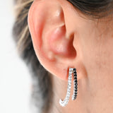 10K White Gold Diamond And Black Onyx Drop Earrings