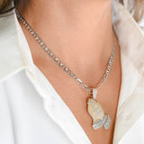 14K Two-Tone Gold 191 Diamonds Praying Hands Pendant 1.27Ctw
