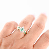 10K Yellow Gold Natural Emerald And Diamond Cocktail Ring 0.52Ctw
