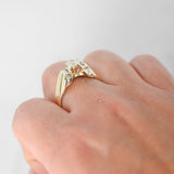14k Yellow Gold Solitaire Closed Cuff Cocktail Ring