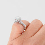 18K White Gold Diamond Solitaire Accents Engagement Ring With GIA Certificate