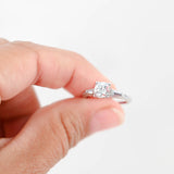 Platinum Diamond Solitaire With Baguettes Accents Engagement Ring 0.96Ctw