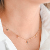 18K Yellow Gold Black Diamond And Ruby Moon & Star Charm Necklace