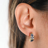 14K Yellow Gold Diamond And Sapphire Vintage Earrings