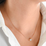 14K Rose Gold Diamond Bezel Set Round-Cut Rolo Link Chain Necklace 0.70Ctw