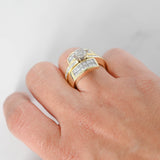 18k Yellow Gold Solitaire with Channel set Princess Cut Enhancer Ring