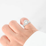 14k White Gold Oval Diamond Solitaire Engagement Ring Set