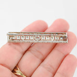 18K White Gold Diamond Antique Milgrain Ilusion Setting Center Brooch