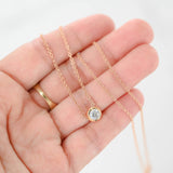 14K Rose Gold Diamond Bezel Set Round-Cut Rolo Link Chain Necklace 0.70Ctw