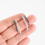 10K White Gold Diamond And Black Onyx Drop Earrings
