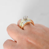18k Yellow Gold Solitaire with Channel set Princess Cut Enhancer Ring