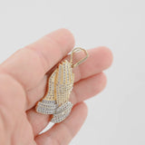 14K Two-Tone Gold 191 Diamonds Praying Hands Pendant 1.27Ctw
